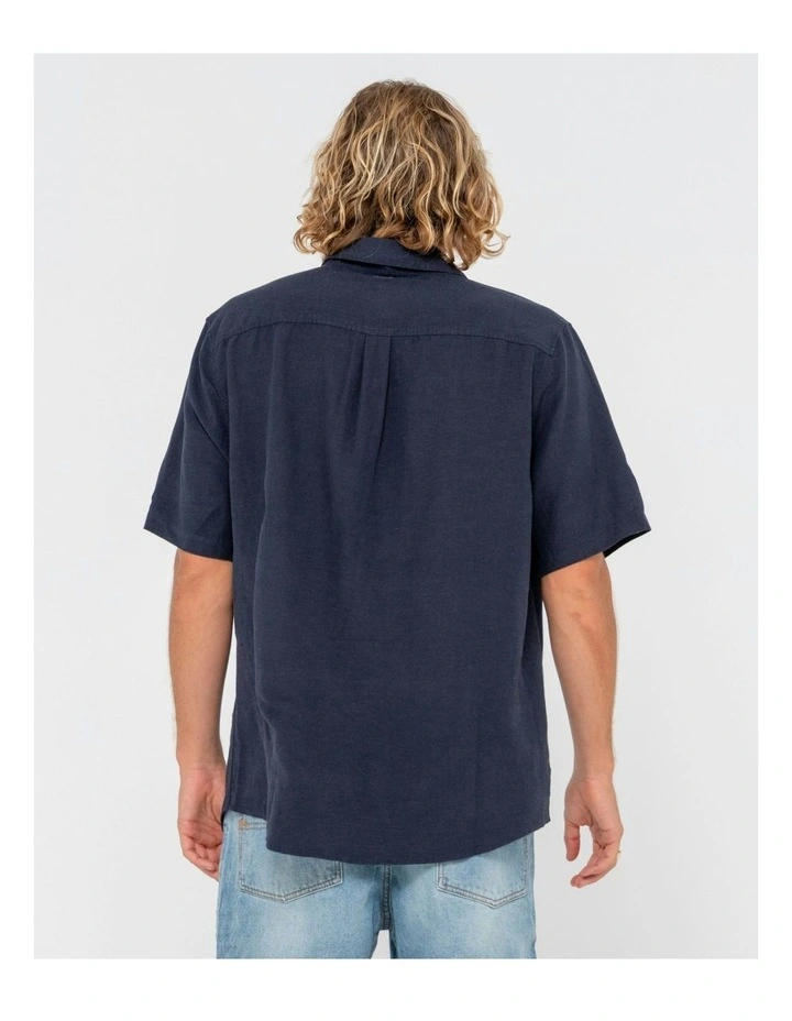 Overtone Short Sleeve Linen Shirt in Blue image 2