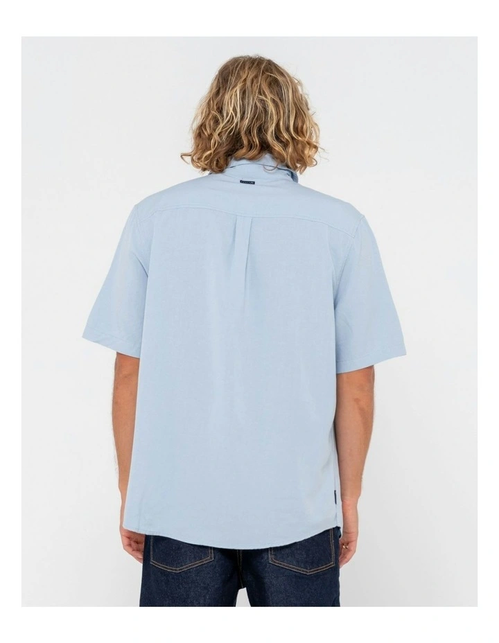 Overtone Short Sleeve Linen Shirt in Blue image 2