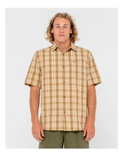 Datsun Check Short Sleeve Shirt in Brown
