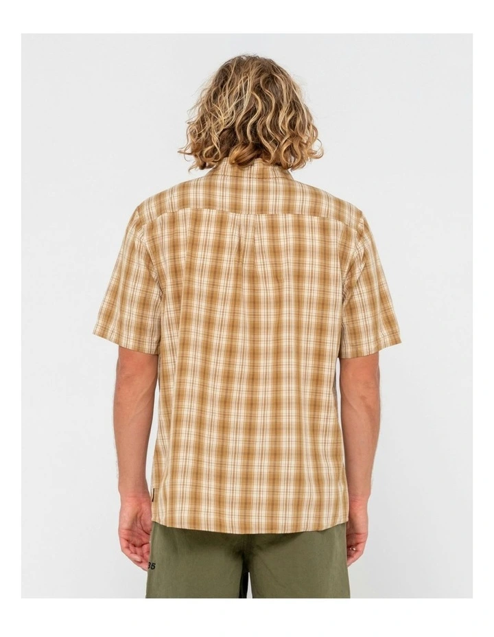 Datsun Check Short Sleeve Shirt in Brown image 2