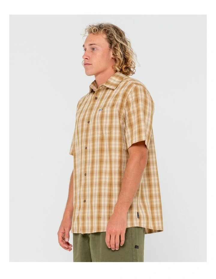 Datsun Check Short Sleeve Shirt in Brown image 3