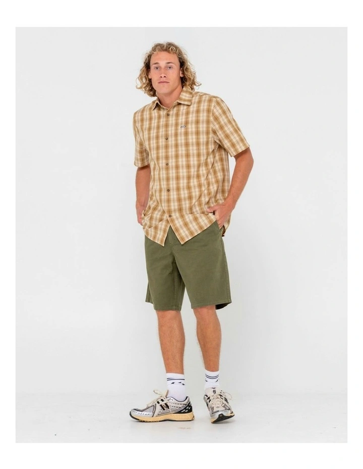 Datsun Check Short Sleeve Shirt in Brown image 5