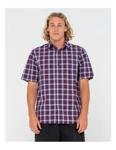 Datsun Check Short Sleeve Shirt in Red