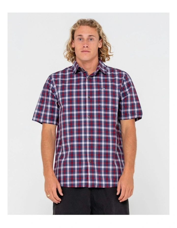 Datsun Check Short Sleeve Shirt in Red image 1