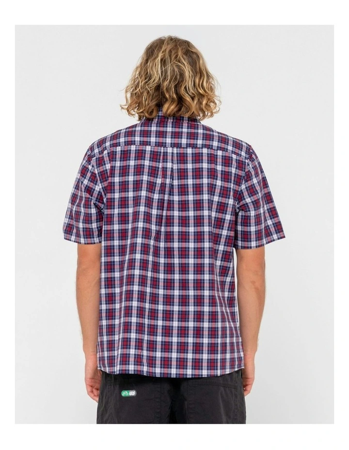 Datsun Check Short Sleeve Shirt in Red image 2