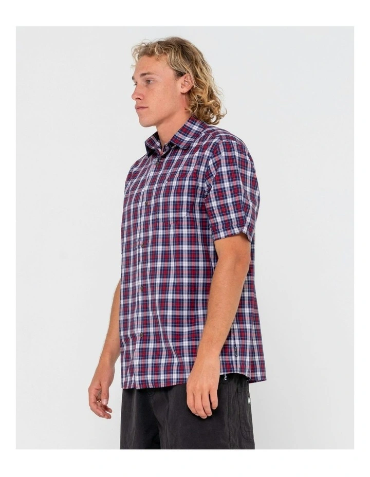 Datsun Check Short Sleeve Shirt in Red image 3