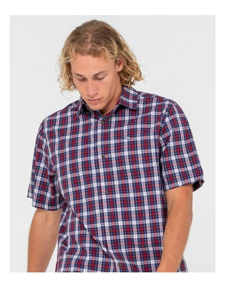 Datsun Check Short Sleeve Shirt in Red image 4