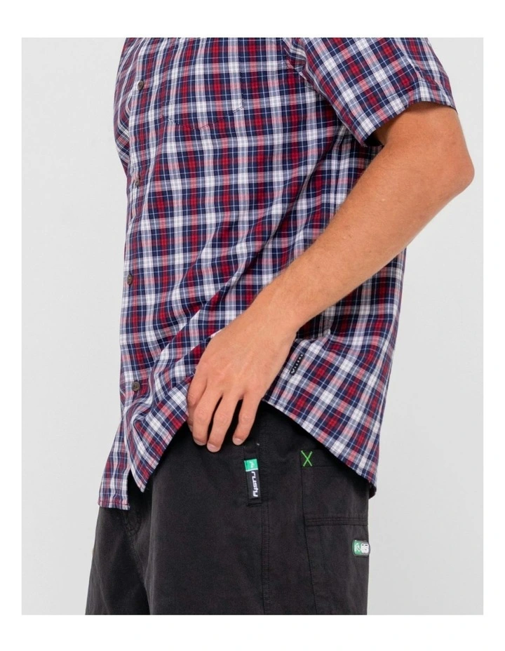 Datsun Check Short Sleeve Shirt in Red image 5
