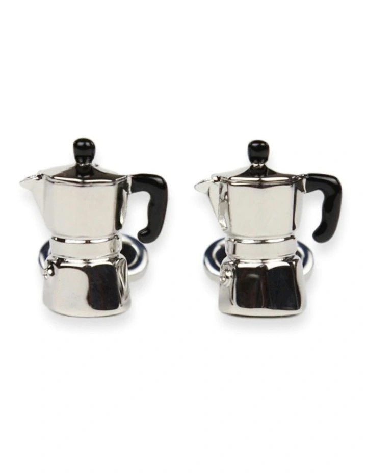 Coffee Pot Cufflink in Silver image 1