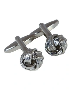 Banded Knot Cufflink in Silver
