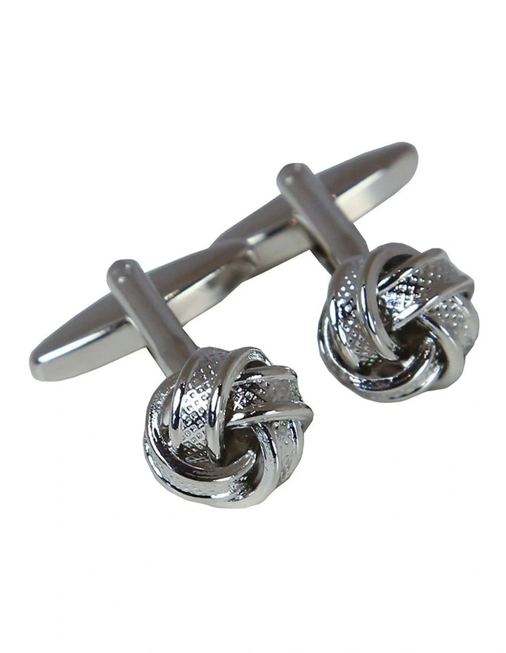Banded Knot Cufflink in Silver image 1