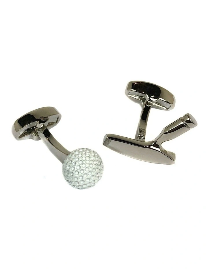 Golf Putter & Ball Cufflink in Silver image 1