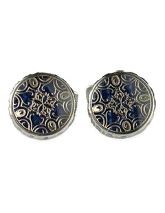 Fancy Round Cufflink in Blue