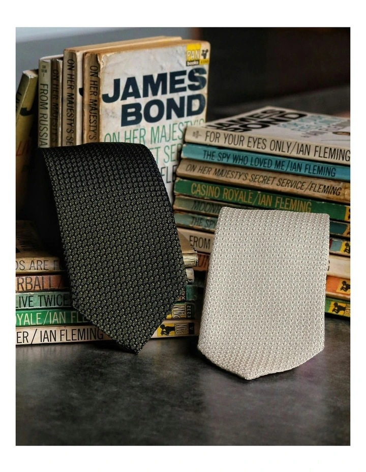 Grenadine Weave Tie in Khaki image 3