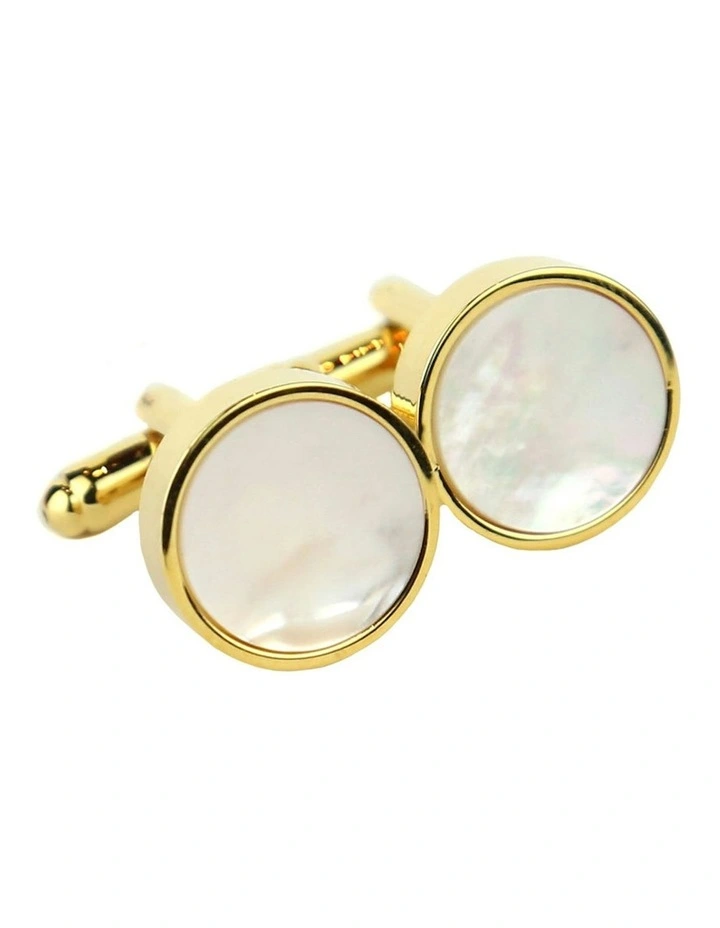 MOP Round Cufflink in Gold image 1