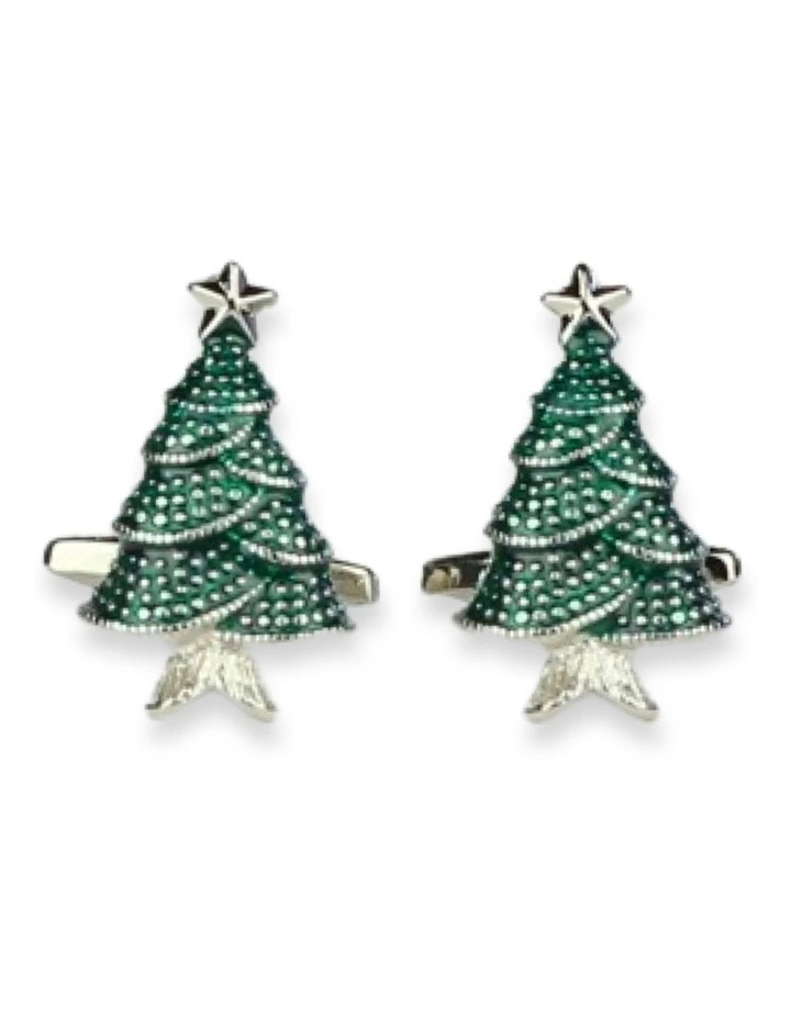 Declic Xmas Tree Cufflink In Silver MYER