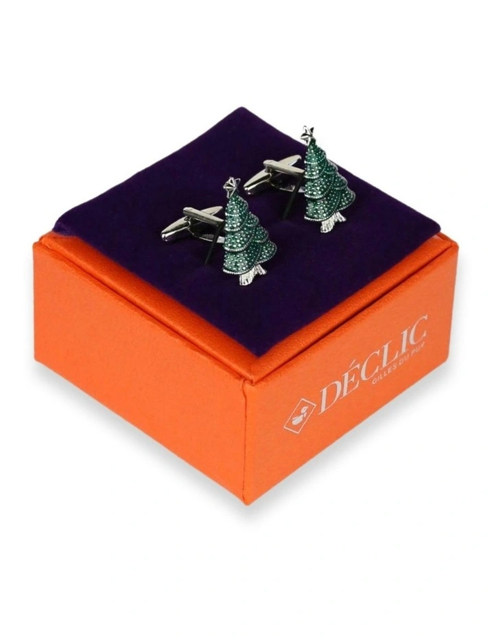 Declic Xmas Tree Cufflink In Silver MYER