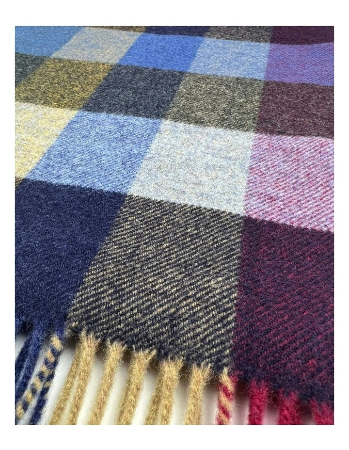 Yorn Check Scarf in Blue image 3