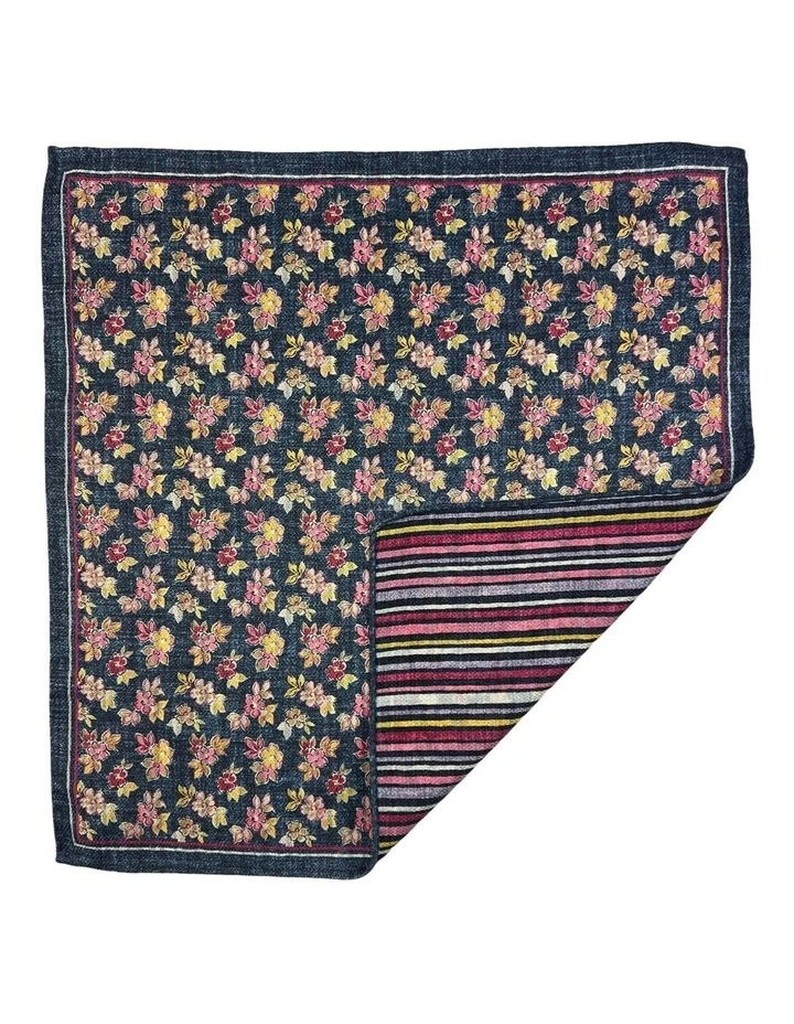 Venosa Floral Reversible Hanky in Navy image 1