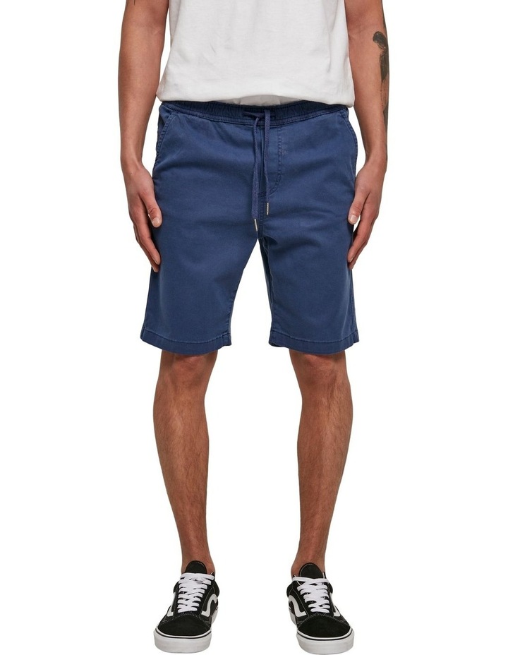 Stretch Twill Jog Shorts in Dark Blue