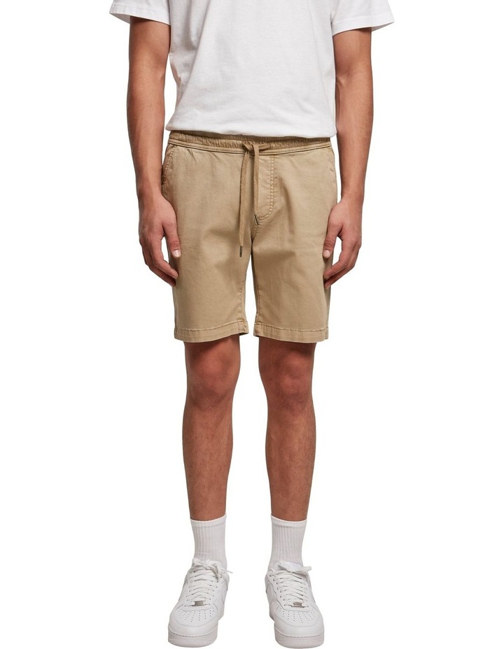 Stretch Twill Jog Shorts in Union Beige