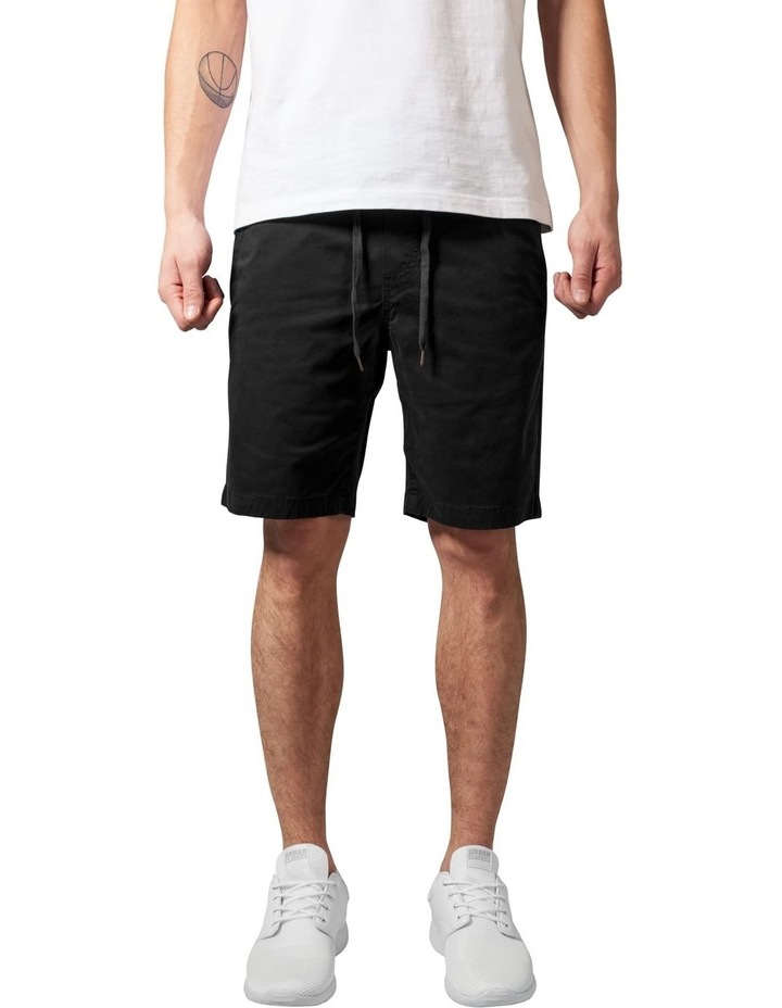 Stretch Twill Jog Shorts in Black