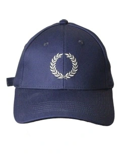 Wreath Cotton Cap in Navy