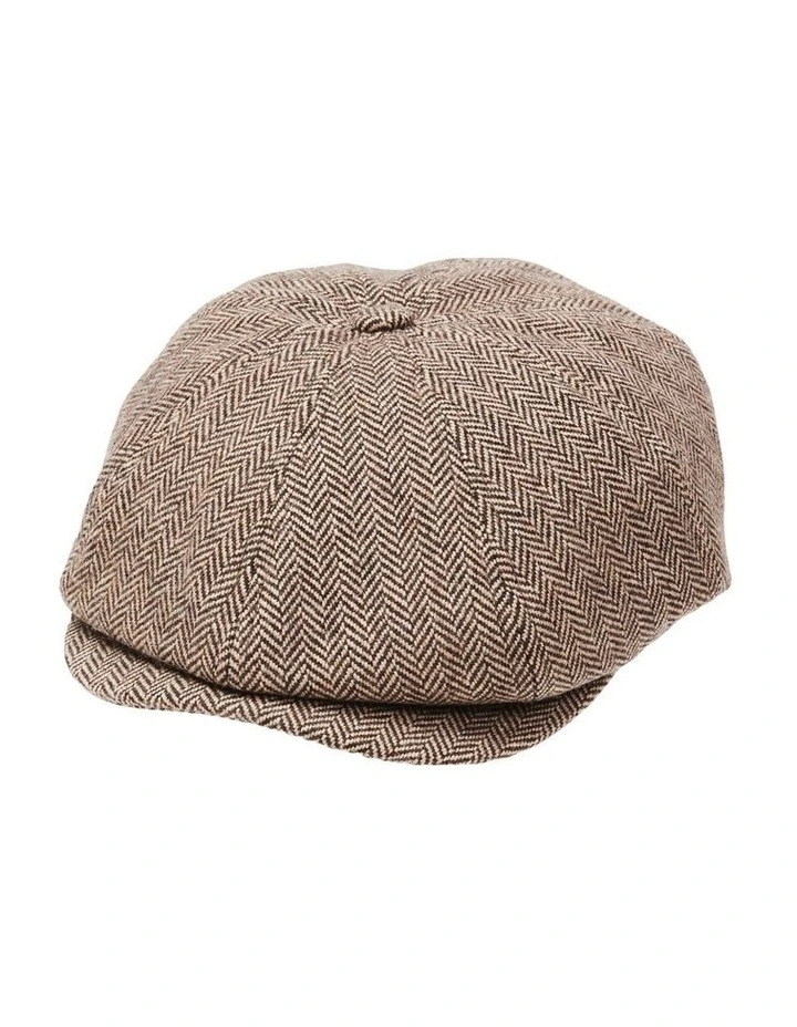 Hudson Herringbone Cap in Brown image 1