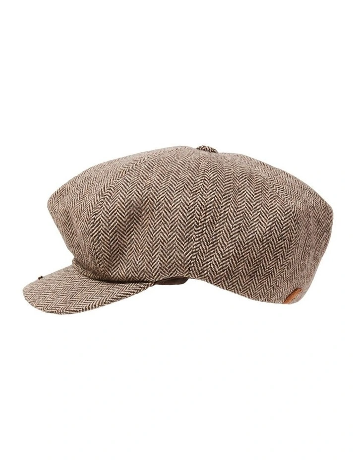 Hudson Herringbone Cap in Brown image 3