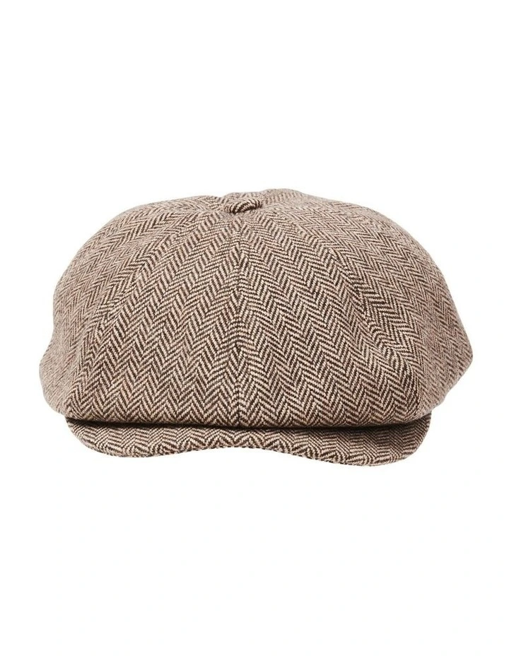 Hudson Herringbone Cap in Brown image 4