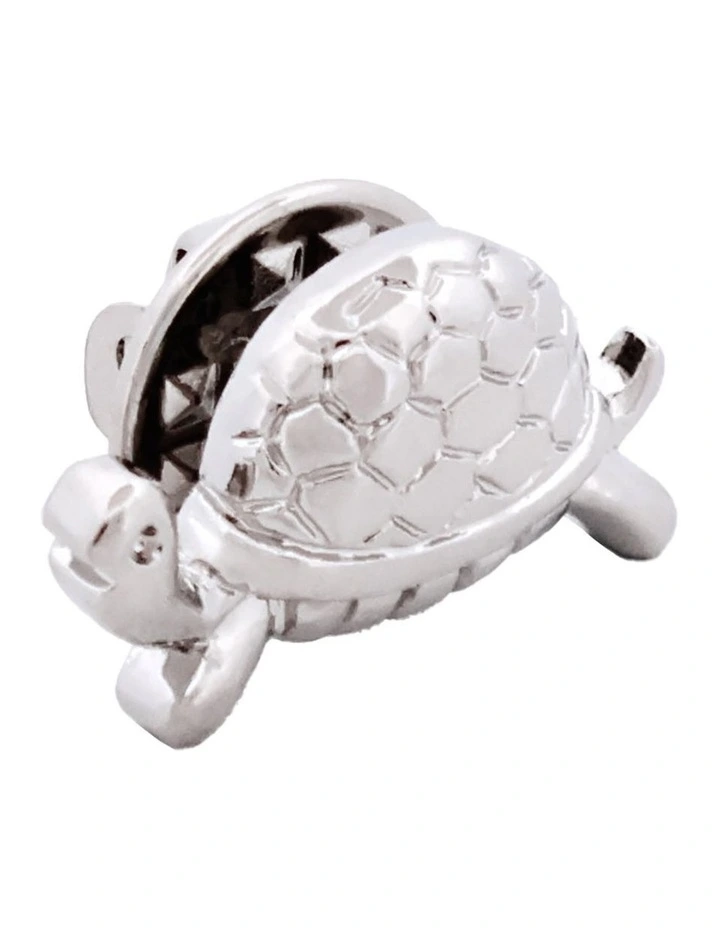 Turtle Lapel Pin in Silver image 3