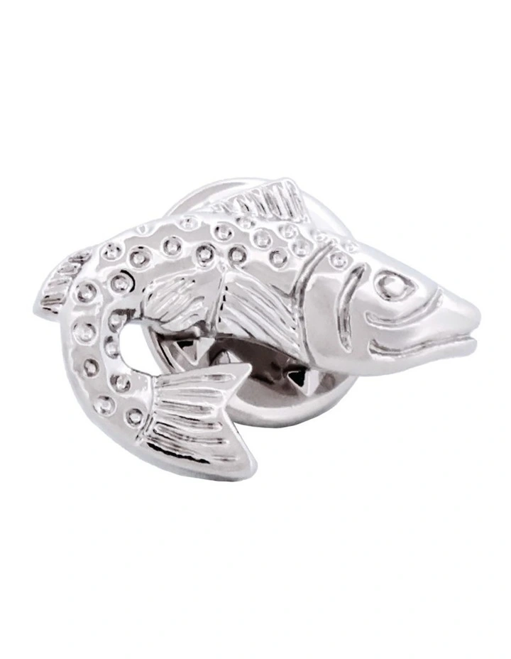 Trout Fish Lapel Pin in Silver image 2