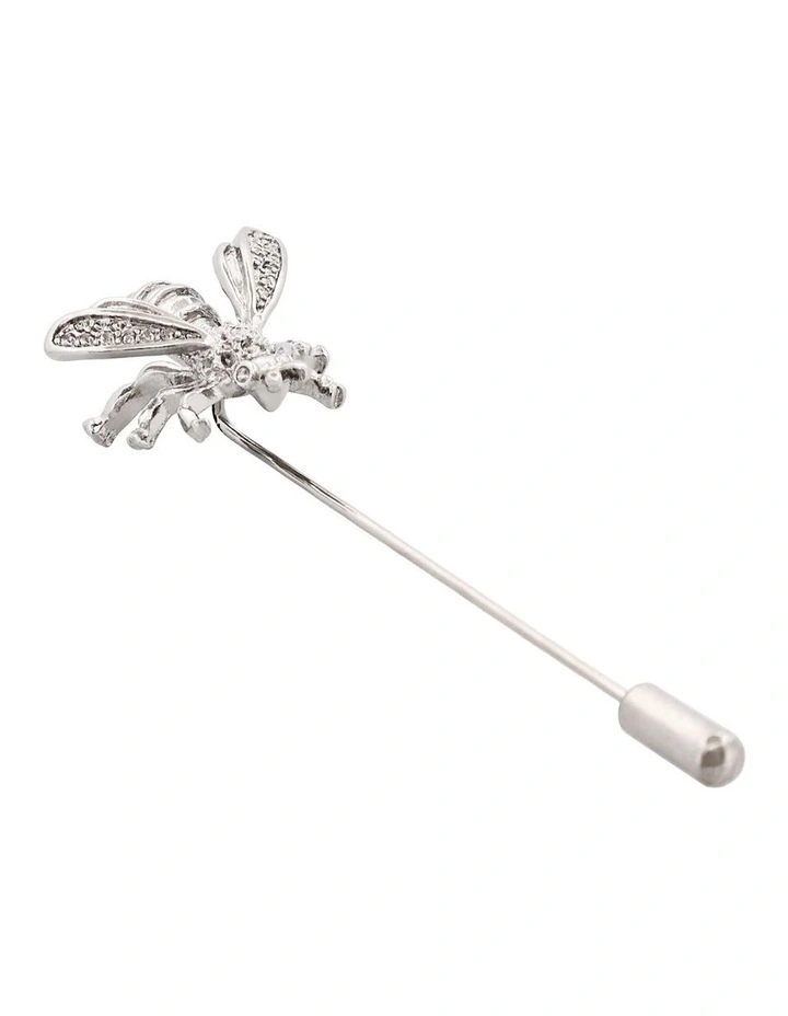 Rhodium Plated Bee Lapel Pin in Silver image 3
