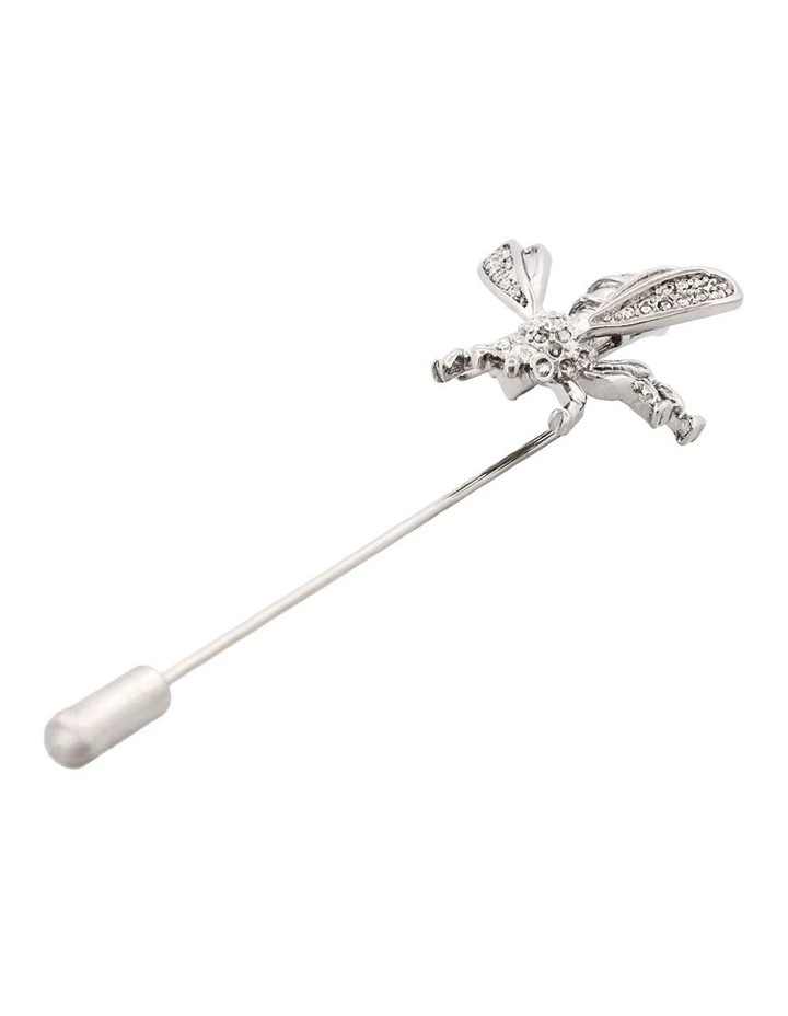 Rhodium Plated Bee Lapel Pin in Silver image 4