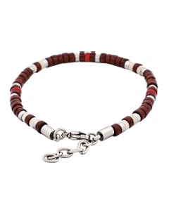 Savage Semi-Precious Stone & Stainless Steel Disc Bracelet in Multi Coloured