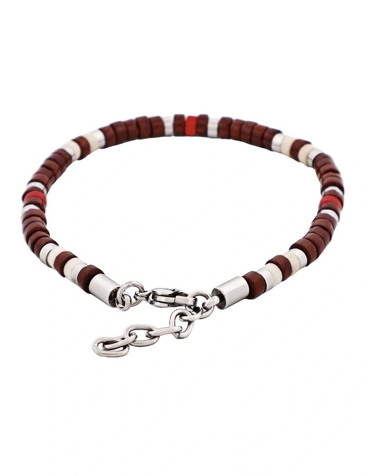 Savage Semi-Precious Stone & Stainless Steel Disc Bracelet in Multi Coloured image 1