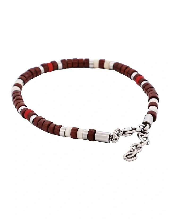 Savage Semi-Precious Stone & Stainless Steel Disc Bracelet in Multi Coloured image 2