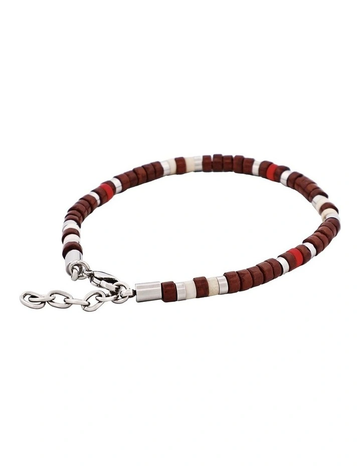 Savage Semi-Precious Stone & Stainless Steel Disc Bracelet in Multi Coloured image 3