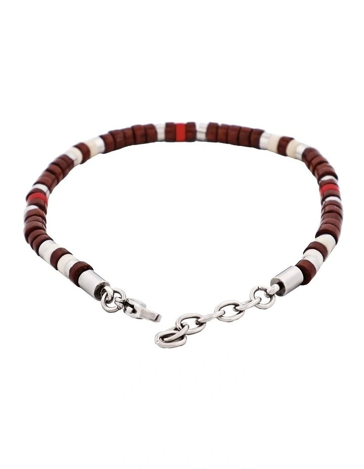 Savage Semi-Precious Stone & Stainless Steel Disc Bracelet in Multi Coloured image 4