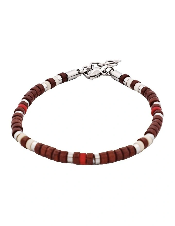 Savage Semi-Precious Stone & Stainless Steel Disc Bracelet in Multi Coloured image 5