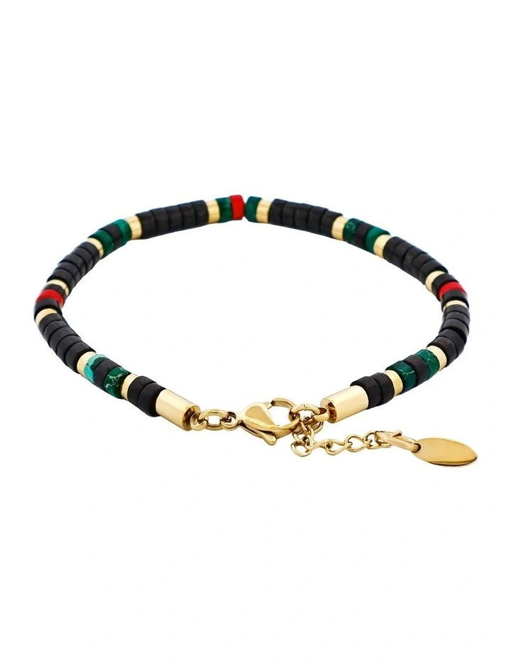 Savage Semi-Precious Stone &Ion Plated Gold Bracelet in Multi Coloured image 1