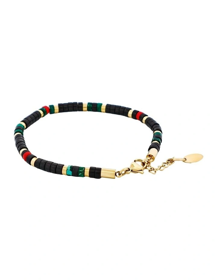 Savage Semi-Precious Stone &Ion Plated Gold Bracelet in Multi Coloured image 2