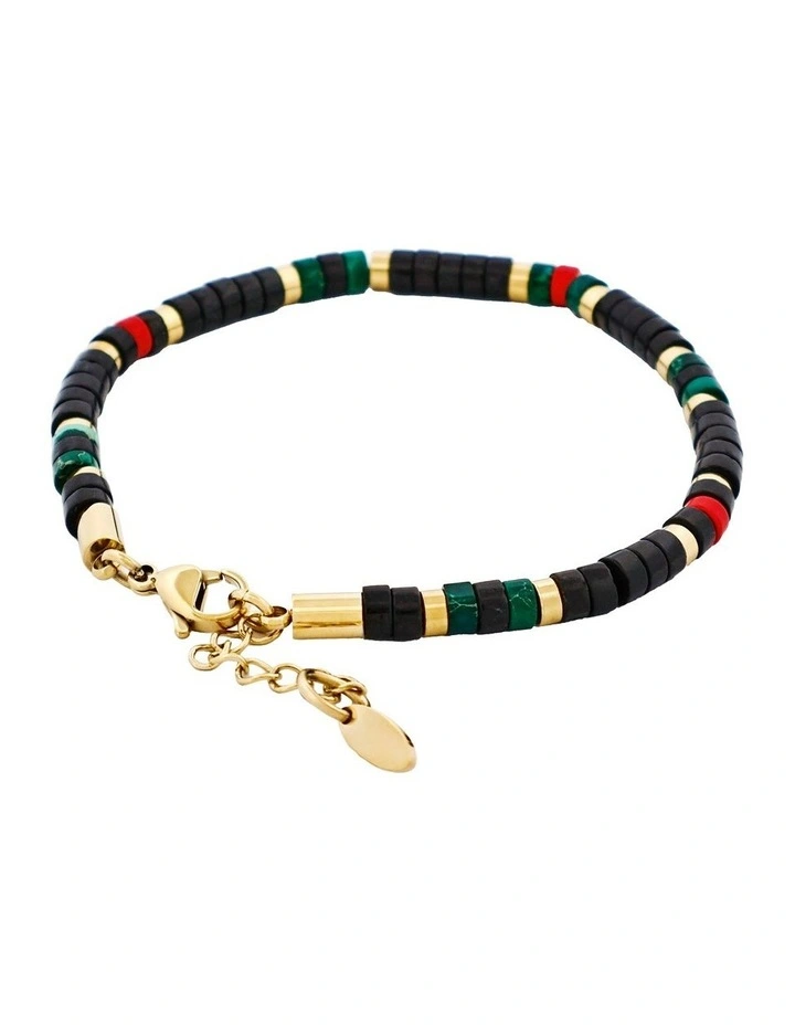 Savage Semi-Precious Stone &Ion Plated Gold Bracelet in Multi Coloured image 3