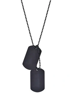 Stainless Steel & Ion Plated Double Dog Tags on Ball Chain in Black