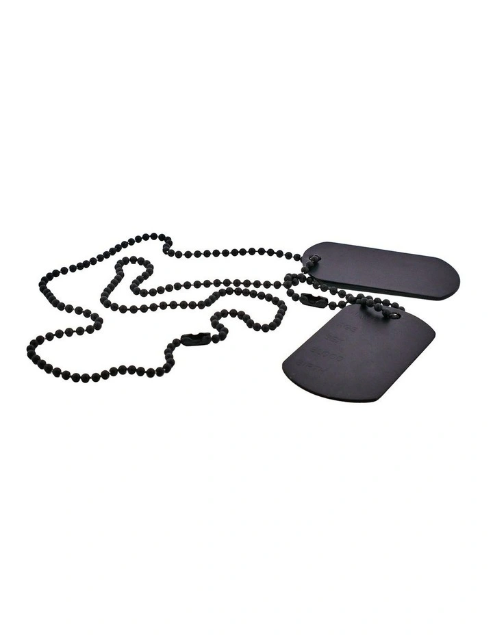 Stainless Steel & Ion Plated Double Dog Tags on Ball Chain in Black image 2