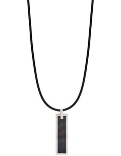 Stainless Steel & Carbon Fibre Dog Tag & Rubber Chain in Black