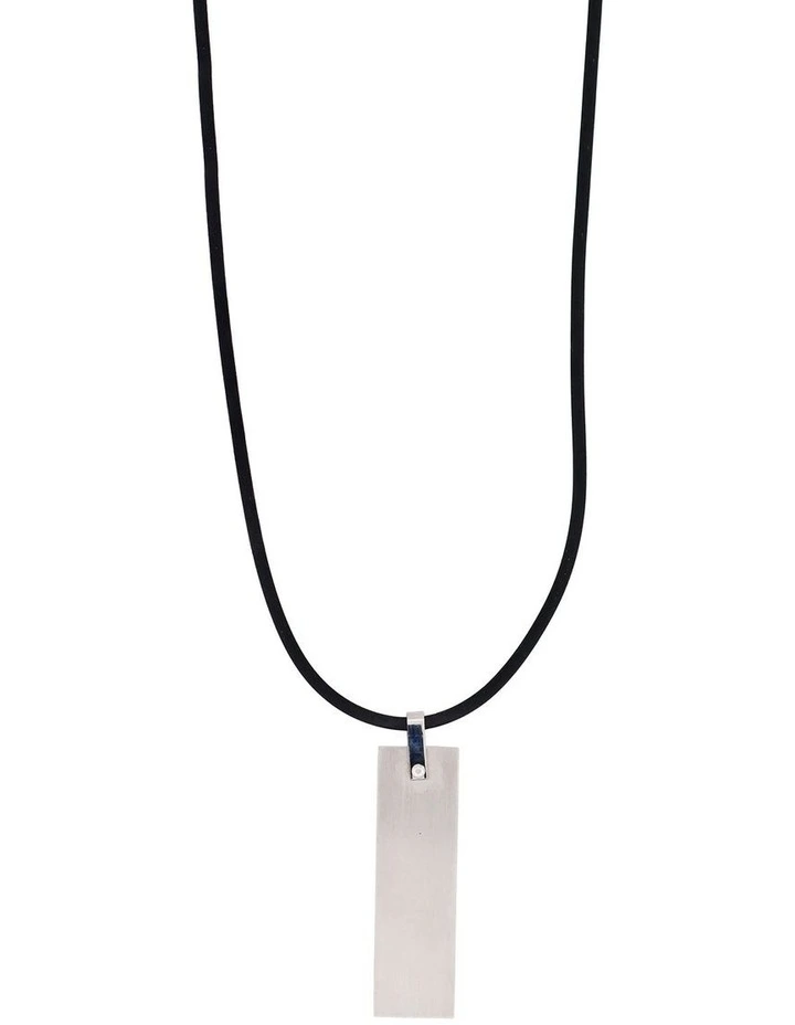 Stainless Steel & Carbon Fibre Dog Tag & Rubber Chain in Black image 2