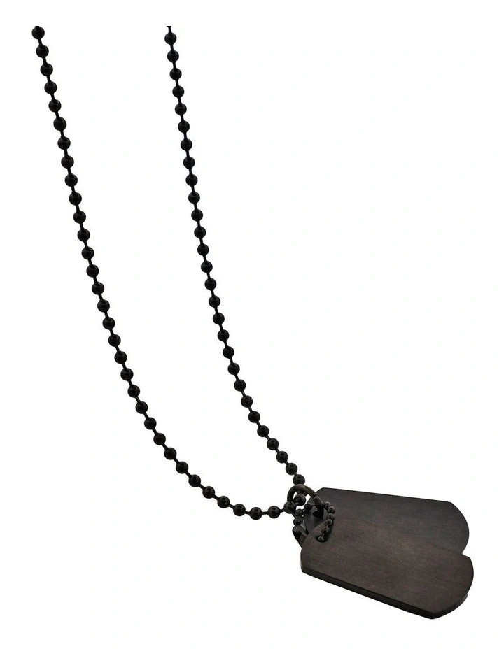 Ion Plated Brushed Stainless Steel Double Dog Tags Ball Chain in Black image 4