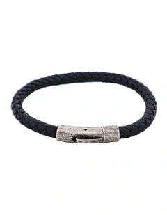 Leather Plaited Bracelet in Black