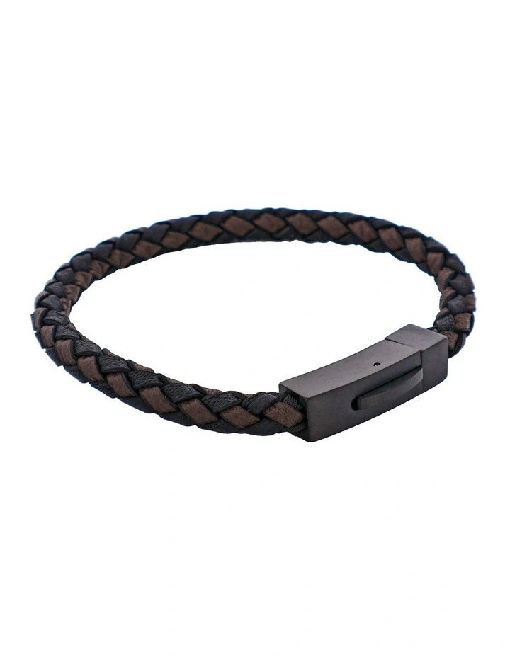 Nero & T.moro Italian Leather Stainless Steel Bracelet in Black image 2